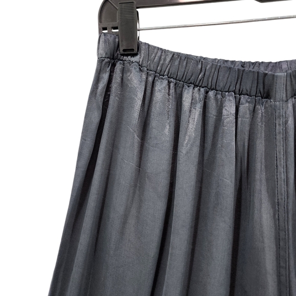 Mike & Tod Women's Flowy Wide Leg Satin Pants Dark Gray- L - Picture 2 of 5
